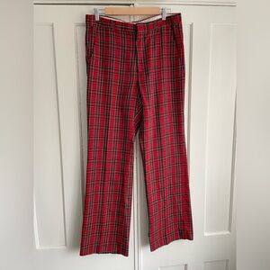 Unbranded Red Plaid Men's Wool Pants Punk Grandpa 34x30 Retro Academia Preppy